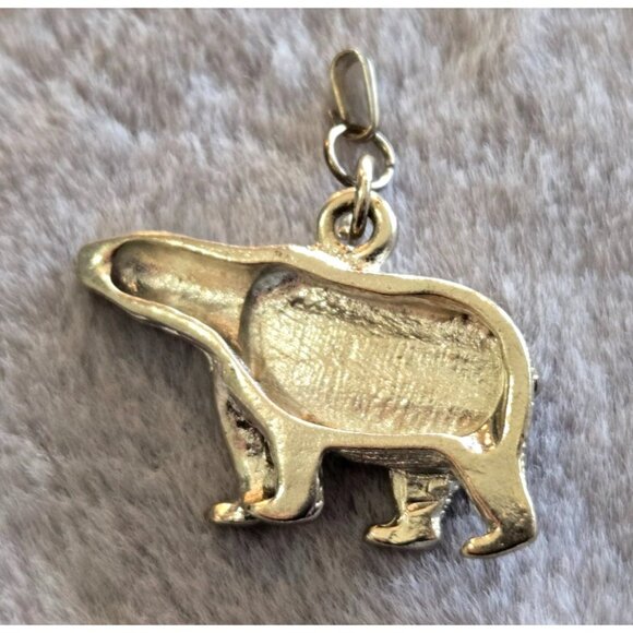 Silver Bear Charm Blue Paua Abalone Shell SilverAqua 1"x1.25" Polar Bear Grizzly - Picture 4 of 9